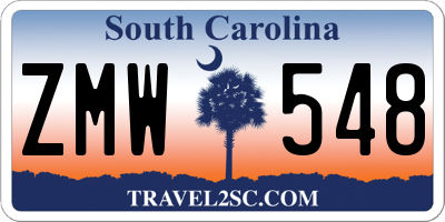 SC license plate ZMW548