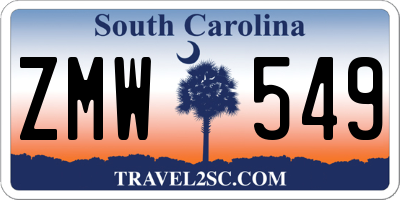 SC license plate ZMW549