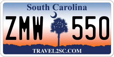 SC license plate ZMW550