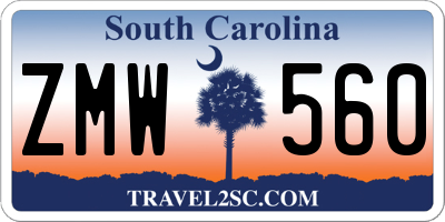 SC license plate ZMW560