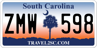 SC license plate ZMW598