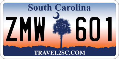 SC license plate ZMW601