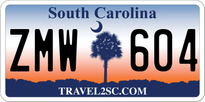 SC license plate ZMW604