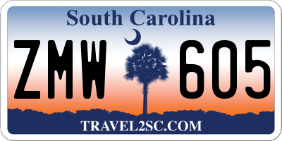 SC license plate ZMW605