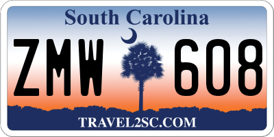 SC license plate ZMW608