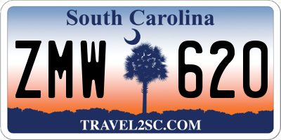 SC license plate ZMW620