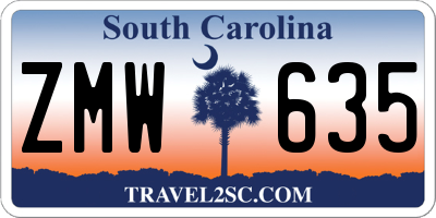 SC license plate ZMW635