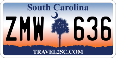 SC license plate ZMW636