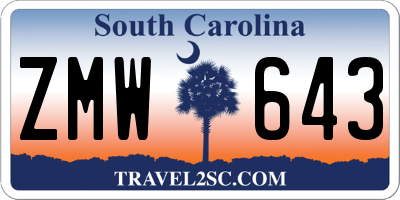 SC license plate ZMW643