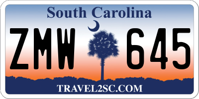 SC license plate ZMW645