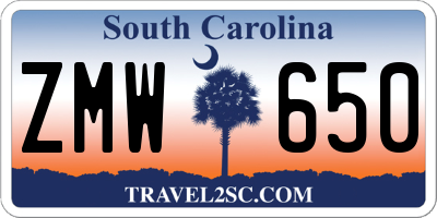 SC license plate ZMW650