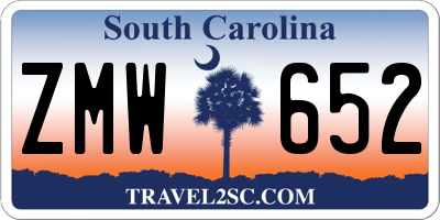 SC license plate ZMW652