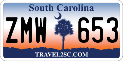 SC license plate ZMW653