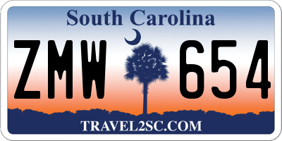 SC license plate ZMW654