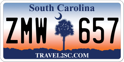 SC license plate ZMW657