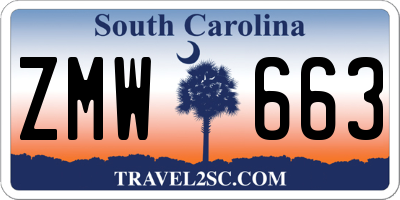 SC license plate ZMW663