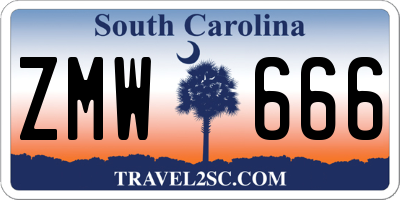 SC license plate ZMW666