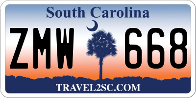 SC license plate ZMW668