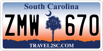 SC license plate ZMW670