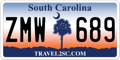 SC license plate ZMW689