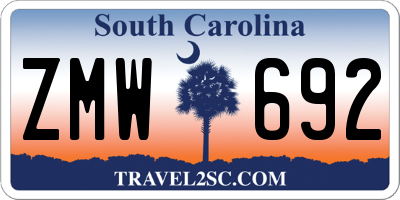 SC license plate ZMW692
