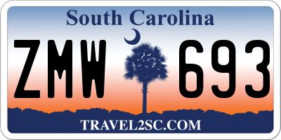SC license plate ZMW693