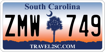 SC license plate ZMW749