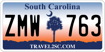 SC license plate ZMW763