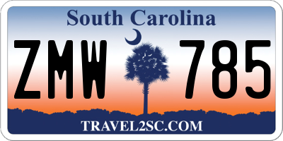 SC license plate ZMW785