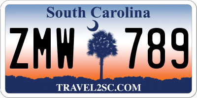 SC license plate ZMW789