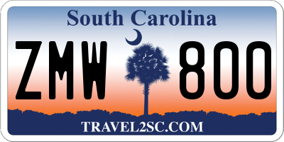 SC license plate ZMW800