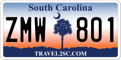 SC license plate ZMW801