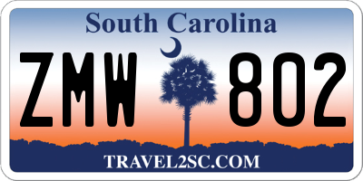 SC license plate ZMW802