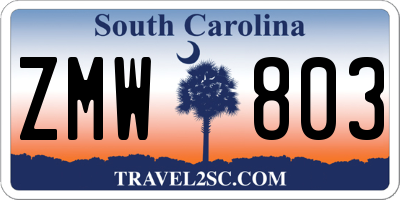 SC license plate ZMW803