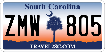 SC license plate ZMW805