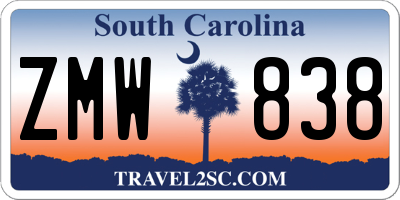 SC license plate ZMW838