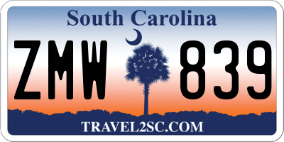 SC license plate ZMW839
