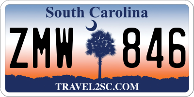 SC license plate ZMW846