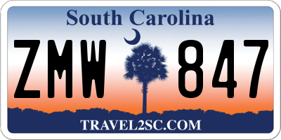 SC license plate ZMW847