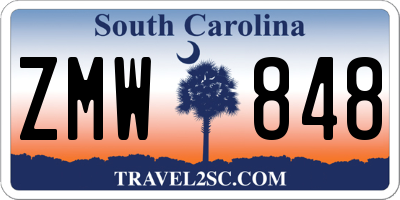 SC license plate ZMW848