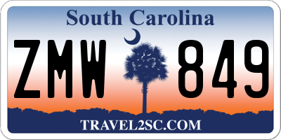 SC license plate ZMW849