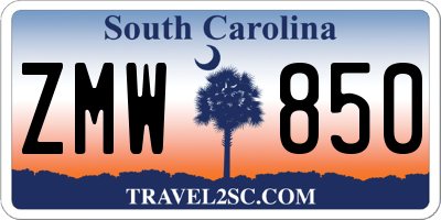 SC license plate ZMW850
