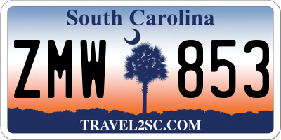 SC license plate ZMW853