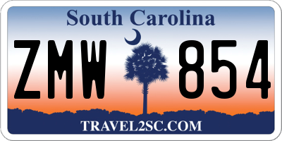SC license plate ZMW854