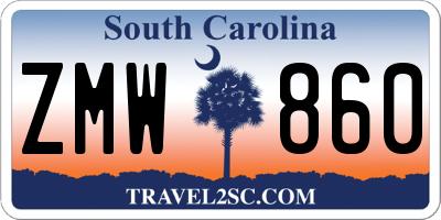 SC license plate ZMW860