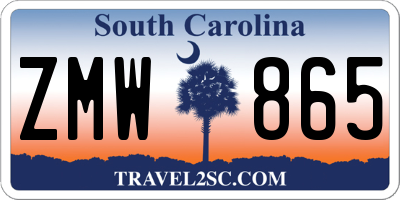 SC license plate ZMW865