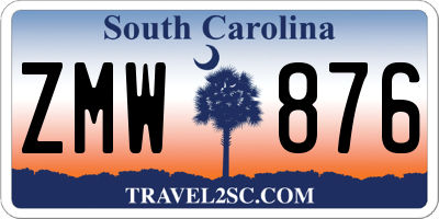 SC license plate ZMW876