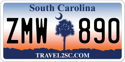 SC license plate ZMW890