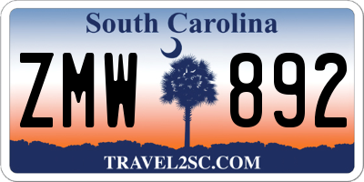 SC license plate ZMW892