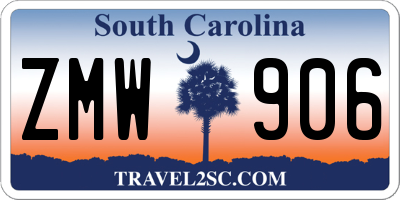 SC license plate ZMW906